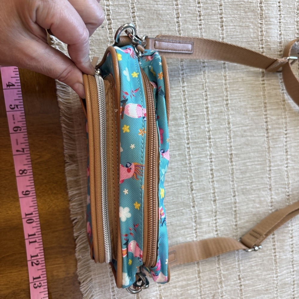 Lilly Bloom Crossbody Purse Cocketeil Blue Floral Adjustable Strap Zip Closure - Picture 5 of 9